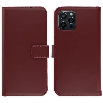 SELENCIA Etui portefeuille en cuir v&eacute;ritable pour iPhone 12 (Pro) - Burgundy