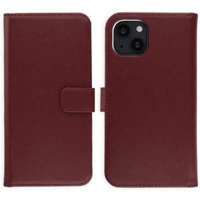 SELENCIA Etui portefeuille en cuir v&eacute;ritable pour iPhone 14 - Burgundy