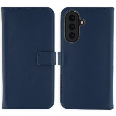 SELENCIA Etui portefeuille en cuir v&eacute;ritable pour Samsung Galaxy A57 (5G) - Bleu fonc&eacute;