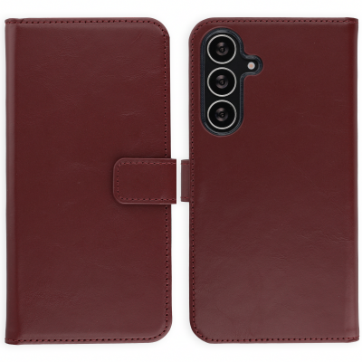 SELENCIA Etui portefeuille en cuir v&eacute;ritable pour Samsung Galaxy S25 FE - Burgundy