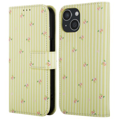 IMOSHION Etui portefeuille iPhone 15 Design Garden Stripes Multicolore