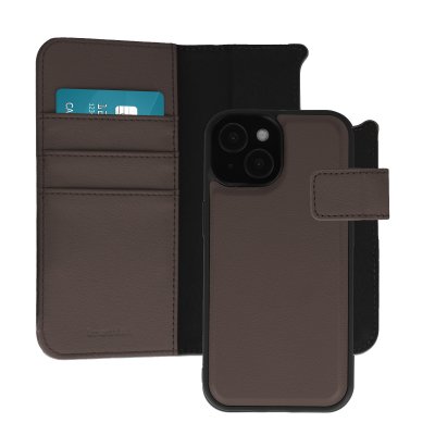 IMOSHION Etui portefeuille luxe 2-en-1 amovible pour iPhone 15 - Marron