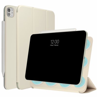 IMOSHION Etui portefeuille magn&eacute;tique Simili-cuir pour iPad Pro 11 (2025) M5 / (2024) M4 Beige