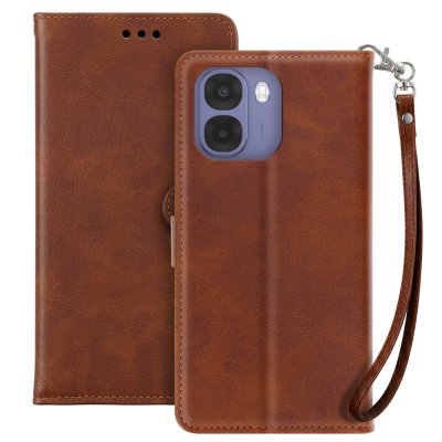 AVIZAR Etui Portefeuille Oppo A6x - Dragonne - Fonction Support Vid&eacute;o - Marron