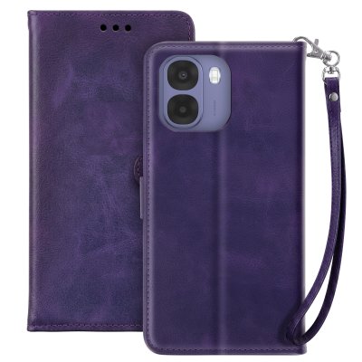 AVIZAR Etui Portefeuille Oppo A6x Dragonne Support Vid&eacute;o Similicuir Violet