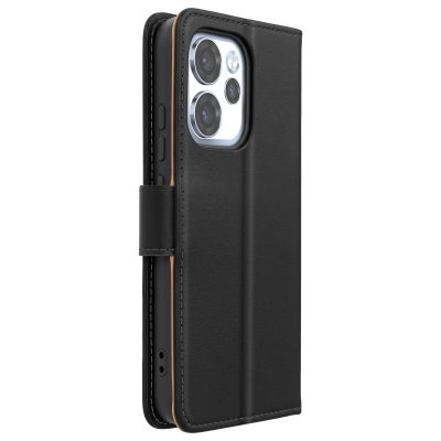 AVIZAR Etui Portefeuille Oppo Reno 15 Pro Cuir V&eacute;ritable Support Vid&eacute;o Noir