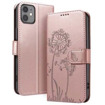 ZANAE Etui Portefeuille pour iPhone 11 Premium Design Fleurs Papillon Zana&eacute; Rose champagne