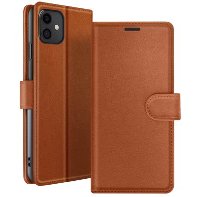 ZANAE Etui Portefeuille pour iPhone 11 Support et Languette Magn&eacute;tique Zana&eacute; Marron