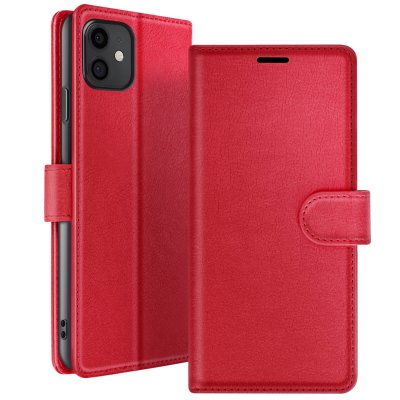 ZANAE Etui Portefeuille pour iPhone 11 Support et Languette Magn&eacute;tique Zana&eacute; Rouge