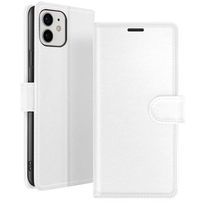 ZANAE Etui Portefeuille pour iPhone 12 et 12 Pro Support et Languette Magn&eacute;tique Zana&eacute; Blanc