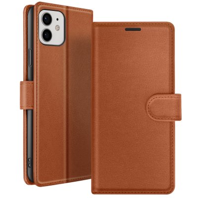 ZANAE Etui Portefeuille pour iPhone 12 et 12 Pro Support et Languette Magn&eacute;tique Zana&eacute; Marron