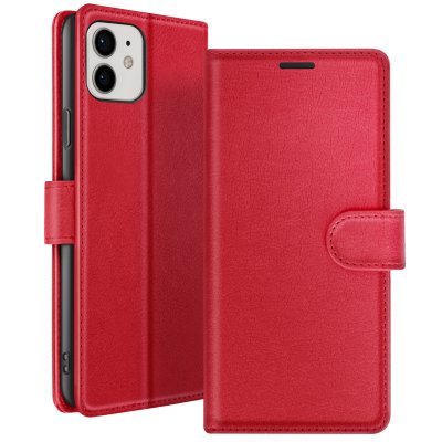 ZANAE Etui Portefeuille pour iPhone 12 et 12 Pro Support et Languette Magn&eacute;tique Zana&eacute; Rouge