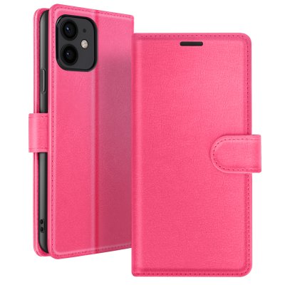 ZANAE Etui Portefeuille pour iPhone 12 mini Fonction Support et Languette Magn&eacute;tique Zana&eacute; Fuchsia