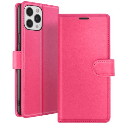 ZANAE Etui Portefeuille pour iPhone 12 Pro Max avec Support et Languette Magn&eacute;tique Zana&eacute; Fuchsia