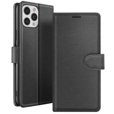 ZANAE Etui Portefeuille pour iPhone 12 Pro Max avec Support et Languette Magn&eacute;tique Zana&eacute; Noir
