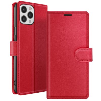 ZANAE Etui Portefeuille pour iPhone 12 Pro Max avec Support et Languette Magn&eacute;tique Zana&eacute; Rouge