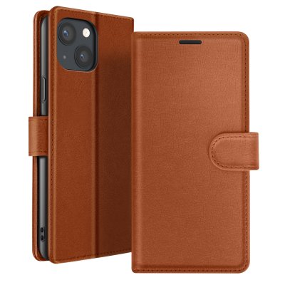 ZANAE Etui Portefeuille pour iPhone 13 Mini Support et Languette Magn&eacute;tique Zana&eacute; Marron
