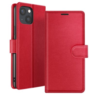ZANAE Etui Portefeuille pour iPhone 13 Mini Support et Languette Magn&eacute;tique Zana&eacute; Rouge