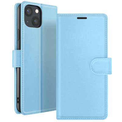 ZANAE Etui Portefeuille pour iPhone 13 Support et Languette Magn&eacute;tique Zana&eacute; Bleu clair