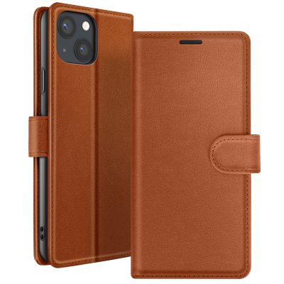 ZANAE Etui Portefeuille pour iPhone 13 Support et Languette Magn&eacute;tique Zana&eacute; Marron