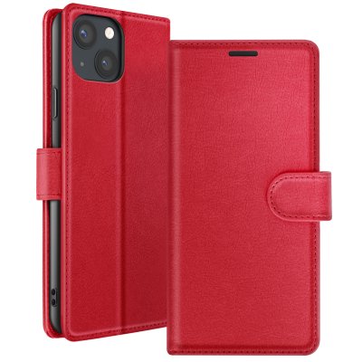 ZANAE Etui Portefeuille pour iPhone 13 Support et Languette Magn&eacute;tique Zana&eacute; Rouge