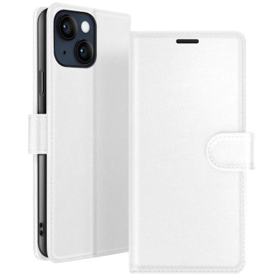 ZANAE Etui Portefeuille pour iPhone 14 Plus Support et Languette Magn&eacute;tique Zana&eacute; Blanc