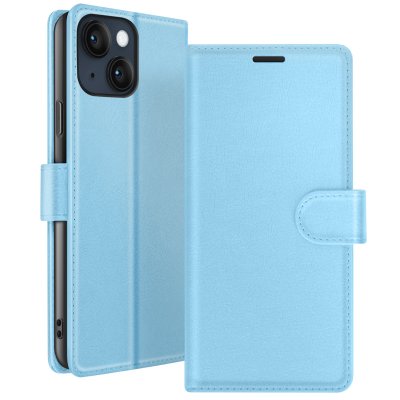 ZANAE Etui Portefeuille pour iPhone 14 Plus Support et Languette Magn&eacute;tique Zana&eacute; Bleu clair