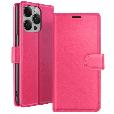 ZANAE Etui Portefeuille pour iPhone 14 Pro Max Support et Languette Magn&eacute;tique Zana&eacute; Fuchsia