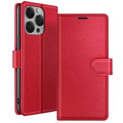 ZANAE Etui Portefeuille pour iPhone 14 Pro Max Support et Languette Magn&eacute;tique Zana&eacute; Rouge