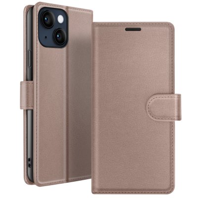 ZANAE Etui Portefeuille pour iPhone 14 Support et Languette Magn&eacute;tique Zana&eacute; Taupe