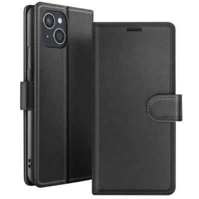 ZANAE Etui Portefeuille pour iPhone 15 Plus Support et Languette Zana&eacute; Noir