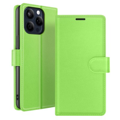 ZANAE Etui Portefeuille pour iPhone 15 Pro Fonction Support et Languette Magn&eacute;tique Zana&eacute; Vert
