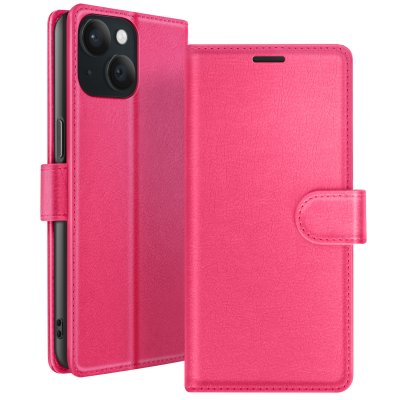 ZANAE Etui Portefeuille pour iPhone 15 Support et Languette Magn&eacute;tique Zana&eacute; Fuchsia