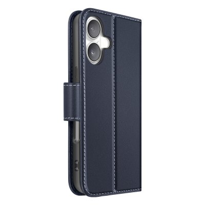 AVIZAR Etui Portefeuille pour iPhone 16 Plus en Cuir Premium avec Fonction Stand Bleu nuit