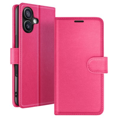 ZANAE Etui Portefeuille pour iPhone 16 Plus Support et Languette Magn&eacute;tique Zana&eacute; Fuchsia