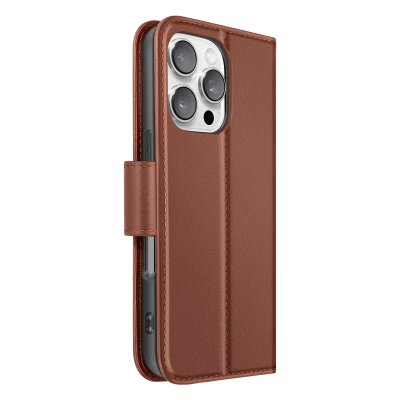 AVIZAR Etui Portefeuille pour iPhone 16 Pro en Cuir Premium avec Fonction Stand Marron