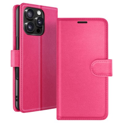ZANAE Etui Portefeuille pour iPhone 16 Pro Fonction Support et Languette Magn&eacute;tique Zana&eacute; Fuchsia