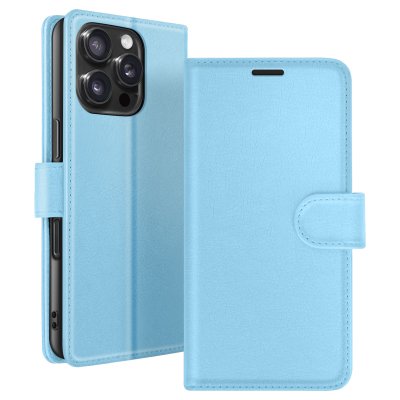 ZANAE Etui Portefeuille pour iPhone 16 Pro Max avec Support et Languette Magn&eacute;tique Zana&eacute; Bleu clair