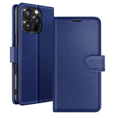 ZANAE Etui Portefeuille pour iPhone 16 Pro Max avec Support et Languette Magn&eacute;tique Zana&eacute; Bleu nuit