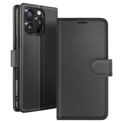 ZANAE Etui Portefeuille pour iPhone 16 Pro Max avec Support et Languette Magn&eacute;tique Zana&eacute; Noir