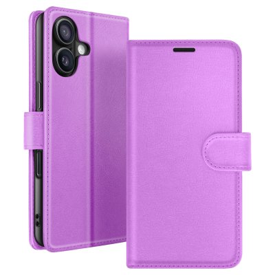 ZANAE Etui Portefeuille pour iPhone 16 Support et Languette Magn&eacute;tique Zana&eacute; Violet