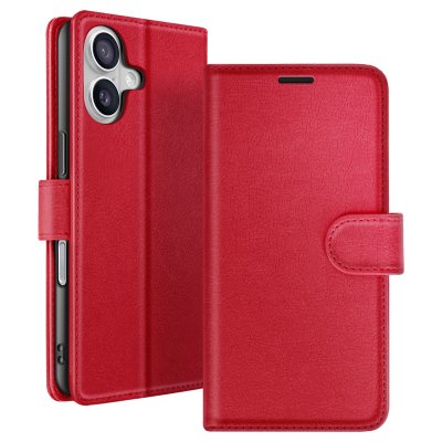 ZANAE Etui Portefeuille pour iPhone 17 Air Fonction Support et Languette Magn&eacute;tique Zana&eacute; Rouge