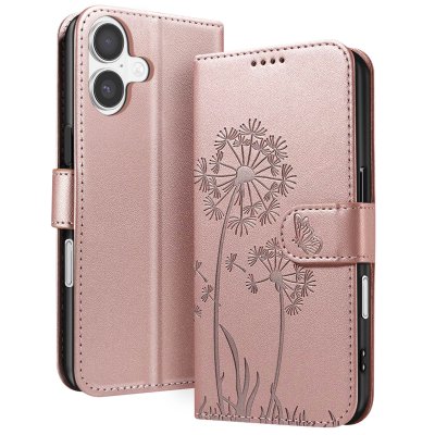 ZANAE Etui Portefeuille pour iPhone 17 Premium Design Fleurs Papillon Zana&eacute; Rose champagne