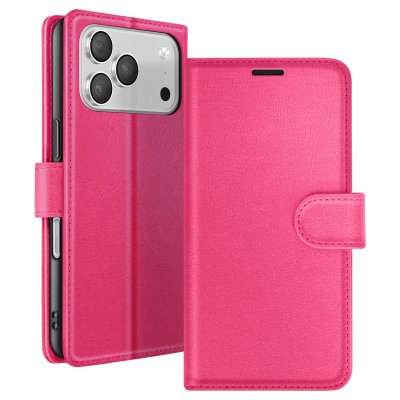 ZANAE Etui Portefeuille pour iPhone 17 Pro avec Support et Languette Magn&eacute;tique Zana&eacute; Fuchsia