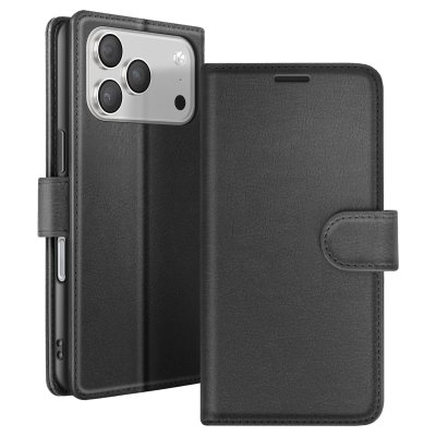 ZANAE Etui Portefeuille pour iPhone 17 Pro avec Support et Languette Magn&eacute;tique Zana&eacute; Noir