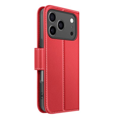 AVIZAR Etui Portefeuille pour iPhone 17 Pro en Cuir Premium avec Fonction Stand Rouge