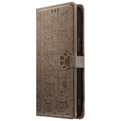 AVIZAR Etui Portefeuille pour iPhone 17e Motifs Chat et Chien avec Fonction Support Gris