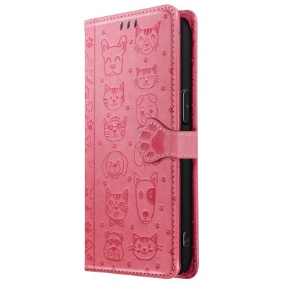 AVIZAR Etui Portefeuille pour iPhone 17e Motifs Chat et Chien avec Fonction Support Rose