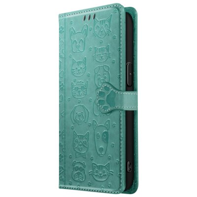 AVIZAR Etui Portefeuille pour iPhone 17e Motifs Chat et Chien avec Fonction Support Vert