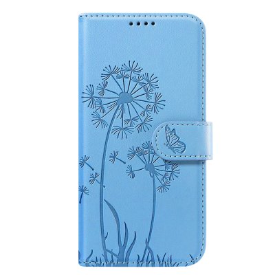 GENERIQUE Etui Portefeuille pour iPhone 17e Premium Design Fleurs Papillon Zana&eacute; Bleu clair